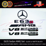 E63S SEDAN AMG V8 BITURBO Rear Star Emblem Black Badge Combo Set for Mercedes W213 E63 2017-2021 G A2138170200 G A2138170300 G A2138171401 G A2138170400 G A2138179900 G A2138170116