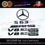 S63 COUPE AMG V8 BITURBO 4MATIC+ PLUS Rear Star Emblem Black Badge Combo Set for Mercedes C217 Convertible Cabriolet 2017-2021 G A2228170015 G A2228177900 G A2178172500 G A2228170014 G A2228178300 G A2178172400 G A2138179900 G A0998108500