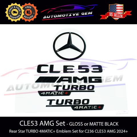 CLE53 COUPE AMG TURBO 4MATIC+ Rear Star Emblem Black Badge Combo Set for Mercedes C236 G A2368173900  G A2368174200  G A2368174400  G A2368174700  G A0998108500  G A2368172900  G A2368173100  G A2368172700  G A2368172800