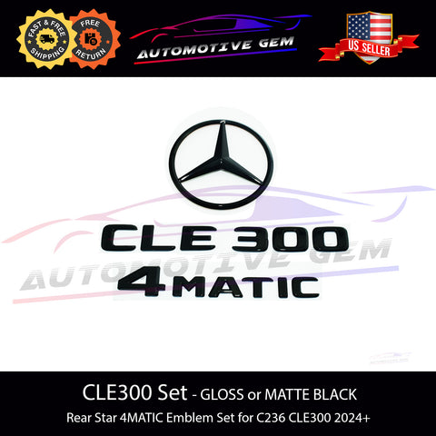 CLE300 COUPE 4MATIC Rear Star Emblem Black Badge Logo Set for AMG Mercedes C236 A0998108500