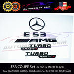 E53 COUPE AMG TURBO 4MATIC+ Rear Star Emblem Black Badge Combo Set for Mercedes C238 Convertible Cabriolet A0998108500