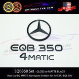 EQB350 4MATIC Rear Star Emblem Black Badge Combo Set Mercedes EQ AMG SUV X243