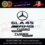 GLA45 AMG TURBO 4MATIC+ PLUS Rear Star Emblem Black Badge Combo Set for Mercedes H247 SUV 2021+