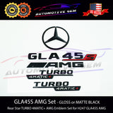 GLA45 AMG TURBO 4MATIC+ PLUS Rear Star Emblem Black Badge Combo Set for Mercedes H247 SUV 2021+ G A2478174400 G A2478176600 G A2478174700 G A2478174800
