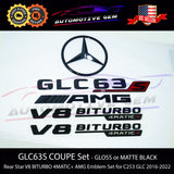GLC63S COUPE AMG V8 BITURBO 4MATIC+ PLUS Rear Star Emblem Black Badge Combo Set for Mercedes C253 G A2538174000 G A2538174500 G A2538176600 G A2538175000 G A2538175100 G A2138179900 G A1678176600 G A0998108500