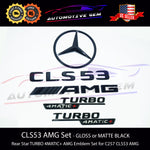 CLS53 AMG TURBO 4MATIC+ Rear Star Emblem Black Badge Combo Set for Mercedes C257 COUPE A0998108500