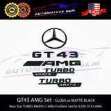GT43 AMG TURBO 4MATIC+ Rear Star Emblem Black Badge Combo Set for Mercedes X290 G A2908171100 G A2908173900 G A2908171000 G A2908174500 G A2908172300 G A2908172400 G A2478173200 G A2478173600 G A2908100300 G A2908174600