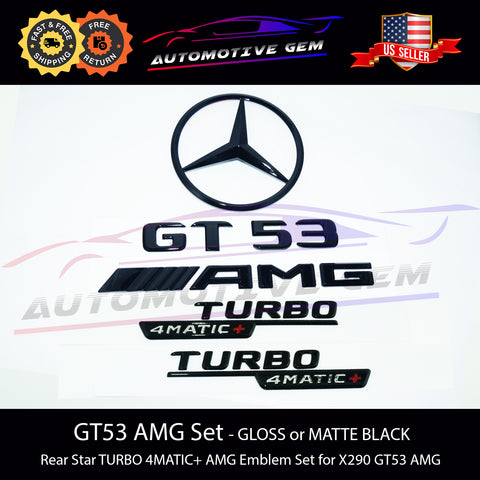 GT53 AMG TURBO 4MATIC+ Rear Star Emblem Black Badge Combo Set for Mercedes X290 G A2908171200 G A2908173900 G A2908171000 G A2908174500 G A2908172300 G A2908172400 G A2478173200 G A2478173600 G A2908100300 G A2908174600