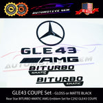 GLE43 COUPE AMG BITURBO 4MATIC Rear Star Emblem Black Badge Combo Set for Mercedes C292 G A1668176400 G A2928172800 G A1668177300 G A1668176300 G A1668176600 G A1668176500 G A2928100000