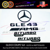 GLE43 COUPE AMG BITURBO 4MATIC Rear Star Emblem Black Badge Combo Set for Mercedes C292 G A1668176400 G A2928172800 G A1668177300 G A1668176300 G A1668176600 G A1668176500 G A2928100000
