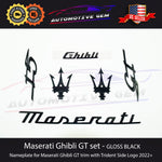 2022+ Maserati Ghibli Emblem Modena Trim LH RH Trident Side Logo BLACK Badge Set