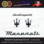 2022+ Maserati Quattroporte Emblem Modena Trim LH RH Trident Side BLACK Badge