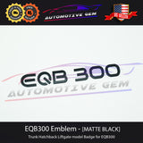 EQB300 Emblem BLACK Rear Trunk Badge Logo Liftgate Hatchback Electric Mercedes Sedan SUV