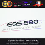 EQS580 Emblem BLACK Rear Trunk Badge Liftgate Hatchback Logo Electric Mercedes Sedan SUV V297 X296