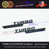 OEM TURBO ELECTRIFIED AMG Fender Emblem BLACK Badge Mercedes C43 GLC43 W206 X254 2023+