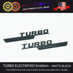 OEM TURBO ELECTRIFIED AMG Fender Emblem BLACK Badge Mercedes C43 GLC43 W206 X254 2023+