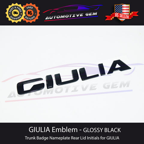 GIULIA Emblem GLOSS BLACK Logo Rear Trunk Boot Lid Letter Badge for Alfa Romeo