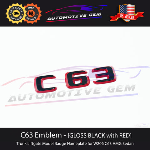 C63S AMG Emblem GLOSS BLACK & RED Rear Trunk Badge Logo Nameplate Mercedes G A2068173300  G A2068177200  G A2068175700