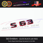 S63 AMG Emblem GLOSS BLACK & RED Rear Trunk Badge Logo Nameplate Mercedes G A2238174500