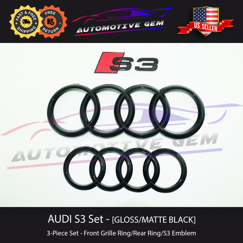 AUDI S3 Emblem BLACK Front Grille Ring Rear Trunk Ring Badge Sedan Set 2015+ G 8J0 853 605 B
G 8T0 853 605
G 8Y5 853 742
G 8V5 853 742
G 8L0 853 735