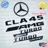 CLA45 AMG TURBO AMG Rear Star Emblem Black Badge Combo Set for Mercedes W117 C117 2014-2016