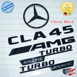 CLA45 AMG TURBO 4MATIC Rear Star Emblem Black Badge Combo Set for Mercedes W117 C117 2017-2019