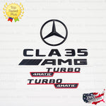 CLA35 AMG TURBO 4MATIC Rear Star Emblem Black Badge Combo Set for Mercedes C118 COUPE