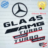 GLA45 AMG TURBO AMG Rear Star Emblem Black Badge Combo Set for Mercedes X156 2014-2016