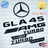 GLA45 AMG TURBO 4MATIC Rear Star Emblem Black Badge Combo Set for Mercedes X156 2017-2020