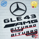 GLE43 AMG BITURBO 4MATIC Rear Star Emblem Black Badge Combo Set for Mercedes W166 SUV