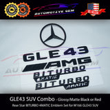 GLE43 AMG BITURBO 4MATIC Rear Star Emblem Black Badge Combo Set for Mercedes W166 SUV G A1668176400  G A1668176300  G A2058172501  G A2058172601  G A1668170016