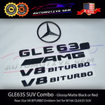 GLE63S AMG V8 BITURBO Rear Star Emblem Black Badge Combo Set for Mercedes W166 SUV 2016-2019 G A2928172500  G A2928172400  G A1668175900  G A1668176000  G A2928172300  G A2218171715  G A1668172915  G A2928174000   G A1668170016