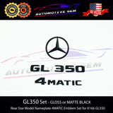 GL350 4MATIC Rear Star Emblem Black Letter Badge Logo Combo Set for AMG Mercedes X166 A1668170116