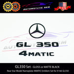 GL350 4MATIC Rear Star Emblem Black Letter Badge Logo Combo Set for AMG Mercedes X166