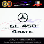 GL450 4MATIC Rear Star Emblem Black Letter Badge Logo Combo Set for AMG Mercedes X166