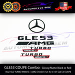GLE53 COUPE AMG TURBO 4MATIC+ Rear Star Emblem Black Badge Combo Set for Mercedes C167