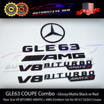 GLE63S COUPE AMG V8 BITURBO 4MATIC+ PLUS Rear Star Emblem Black Badge Combo Set for Mercedes C167 2020+