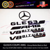GLE63S COUPE AMG V8 BITURBO 4MATIC+ PLUS Rear Star Emblem Black Badge Combo Set for Mercedes C167 2020+