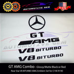 GT AMG V8 BITURBO Rear Star Emblem Black Badge Combo Set for Mercedes R190 C190 COUPE Convertible G A1908170015  G A1908173100  G A1908171400  G A1908173000  G A2228171615  G A2228175200  G A1908100018