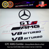 GTC AMG V8 BITURBO Rear Star Emblem Black Badge Combo Set for Mercedes R190 C190 COUPE Convertible Roadster G A1908171600  G A1908170015  G A1908173100  G A1908171400  G A1908173000  G A2228171615  G A2228175200  G A1908100018