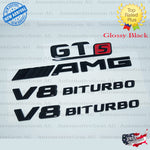 GTS AMG V8 BITURBO Rear Star Emblem Black Badge Combo Set for Mercedes R190 C190 COUPE Convertible Roadster