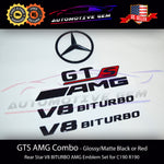 GTS AMG V8 BITURBO Rear Star Emblem Black Badge Combo Set for Mercedes R190 C190 COUPE Convertible Roadster G A1908173200  G A1908173400  G A1908173100  G A1908171400  G A1908173000  G A2228171615  G A2228175200  G A1908100018