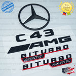 C43 COUPE AMG BITURBO 4MATIC Rear Star Emblem Black Badge Combo Set for Mercedes C205 Convertible Cabriolet 2017-2023