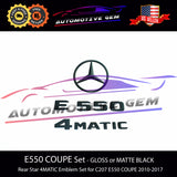 E550 COUPE Rear Star Emblem 4MATIC Black Letter Badge Logo Combo Set AMG Mercedes C207