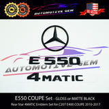 E550 COUPE Rear Star Emblem 4MATIC Black Letter Badge Logo Combo Set AMG Mercedes C207 A2078170216
