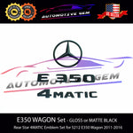 E350 WAGON 4MATIC Rear Star Emblem Black Letter Badge Logo Combo Set for AMG Mercedes S212 2011-2016 A2128170116