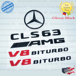 CLS63S AMG V8 BITURBO Rear Star Emblem Black Badge Combo Set for Mercedes W218