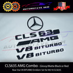 CLS63S AMG V8 BITURBO Rear Star Emblem Black Badge Combo Set for Mercedes W218