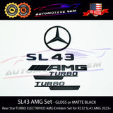 SL43 AMG TURBO ELECTRIFIED Rear Star Emblem Black Badge Set Mercedes R232 2022+
