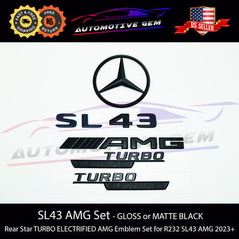 Gloss Black Rear Star & Badges For Mercedes C-Class C220d AMG W205 Saloon 2015+